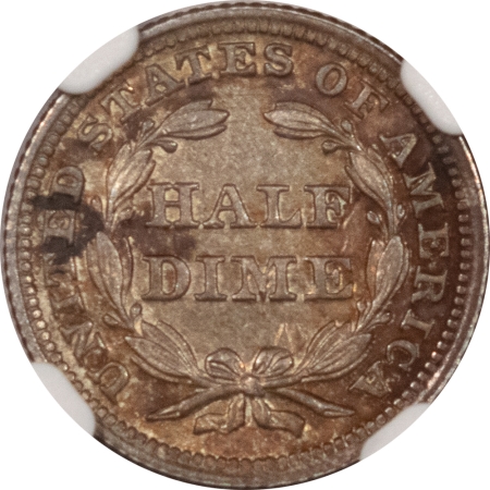 New Store Items 1853 SEATED LIBERTY HALF DIME, ARROWS – NGC AU-58