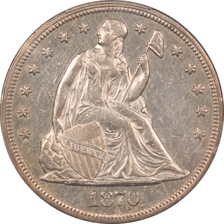 Liberty Seated Dollars 1870-CC SEATED LIBERTY DOLLAR – PCGS AU-55, SEMI PL, GORGEOUS!