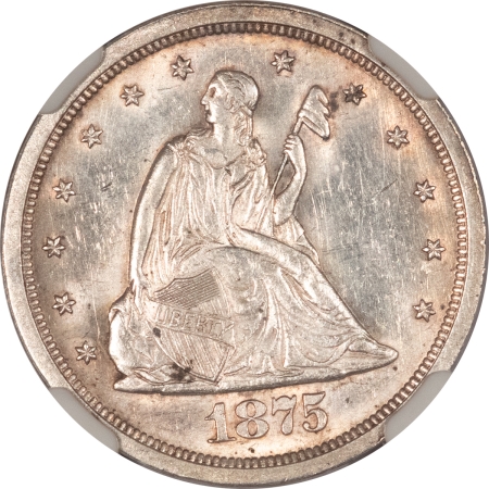 Twenty Cent Pieces 1875-S TWENTY CENT PIECE, NGC MS-62, OFF-WHITE, WELL STRUCK & ATTRACTIVE