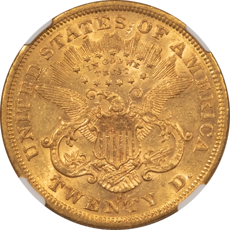 $20 1875-S $20 LIBERTY GOLD – NGC AU-53, FLASHY & PLEASING