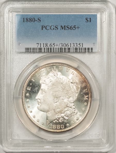 Morgan Dollars 1880-S MORGAN DOLLAR – PCGS MS-65+, FROSTY & PREMIUM QUALITY!
