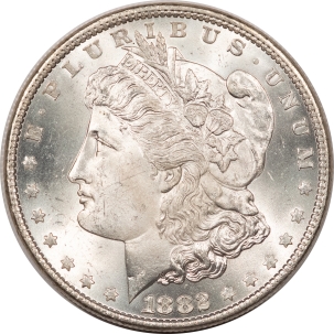 Morgan Dollars 1882 MORGAN DOLLAR, FLASHY NEAR GEM UNCIRCULATED- NICE!