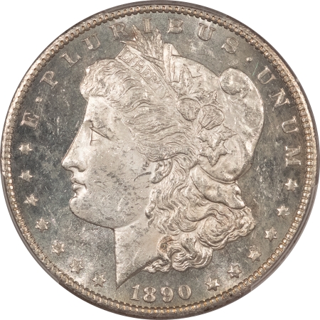 Morgan Dollars 1890-CC MORGAN DOLLAR – PCGS MS-62 PL, PREMIUM QUALITY! VIRTUALLY DMPL! NICE!