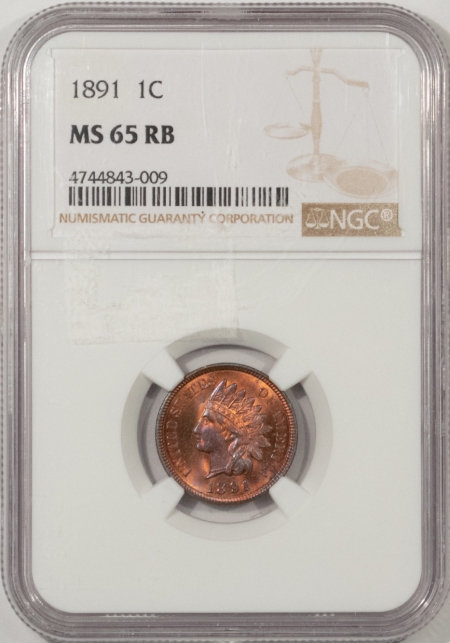 New Store Items 1891 INDIAN CENT – NGC MS-65 RB, PRETTY GEM!
