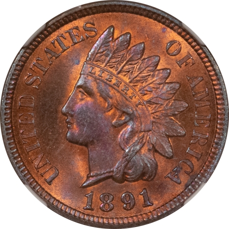 New Store Items 1891 INDIAN CENT – NGC MS-65 RB, PRETTY GEM!