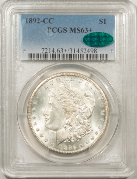 CAC Approved Coins 1892-CC MORGAN DOLLAR – PCGS MS-63+, PREMIUM QUALITY & CAC APPROVED!