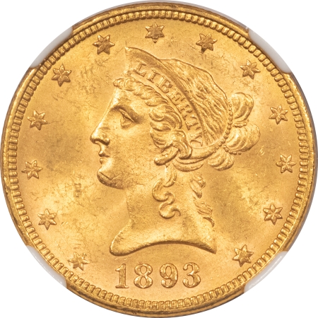 New Store Items 1893 $10 LIBERTY HEAD GOLD – NGC MS-64