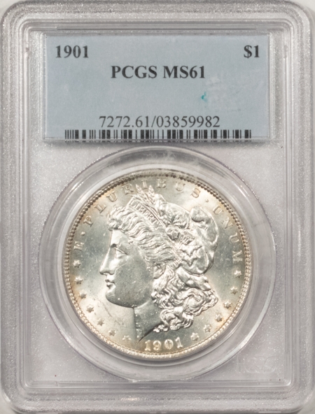Morgan Dollars 1901 MORGAN DOLLAR – PCGS MS-61, WHITE, WELL-STRUCK & PQ RARE DATE!