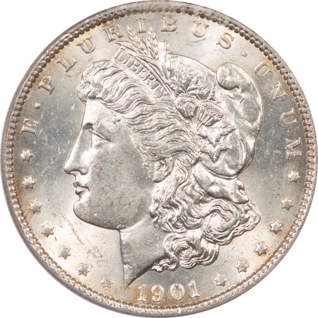 Morgan Dollars 1901 MORGAN DOLLAR – PCGS MS-61, WHITE, WELL-STRUCK & PQ RARE DATE!