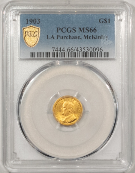 Gold 1903 $1 LA PURCHASE, MCKINLEY GOLD COMMEMORATIVE – PCGS MS-66