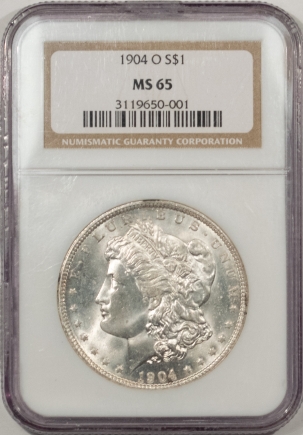 Morgan Dollars 1904-O MORGAN DOLLAR – NGC MS-65, BLAST WHITE & PREMIUM QUALITY!