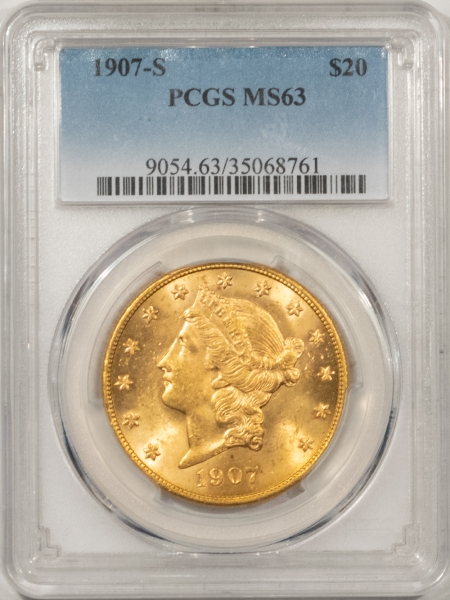 $20 1907-S $20 LIBERTY GOLD – PCGS MS-63, REALLY FRESH & CHOICE!
