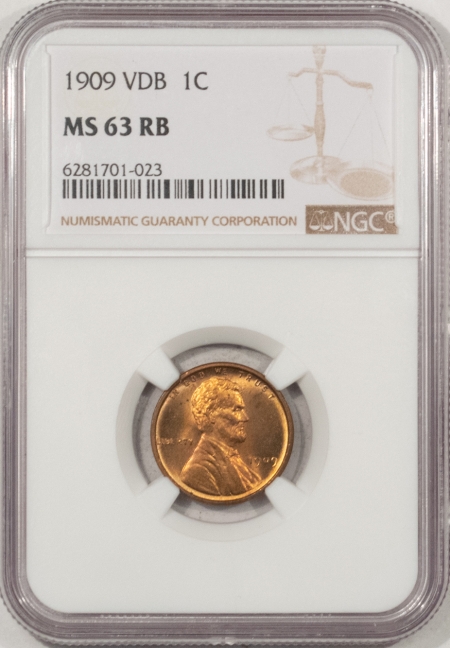 Lincoln Cents (Wheat) 1909 VDB LINCOLN CENT – NGC MS-63 RB
