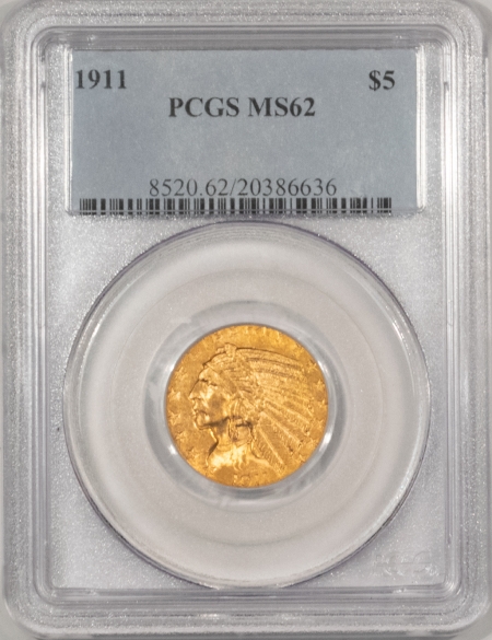 $5 1911 $5 INDIAN HEAD GOLD – PCGS MS-62