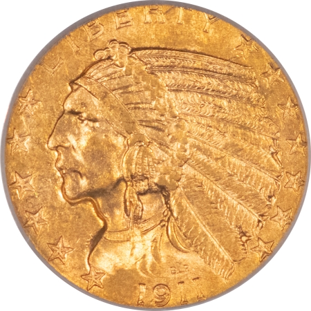 $5 1911 $5 INDIAN HEAD GOLD – PCGS MS-62
