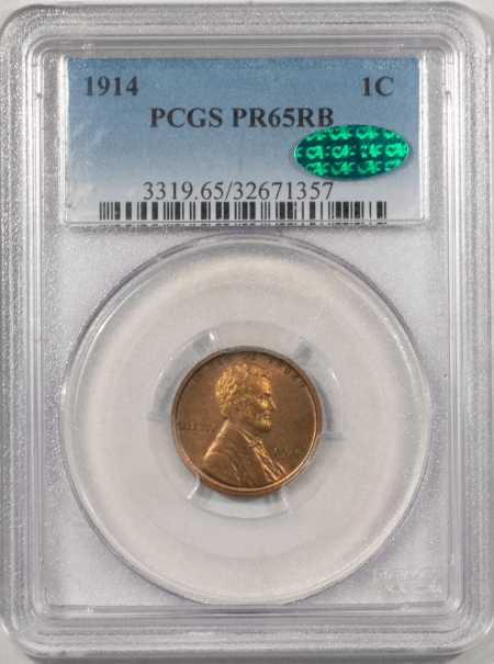 CAC Approved Coins 1914 MATTE PROOF LINCOLN CENT – PCGS PR-65 RB, GORGEOUS GEM! CAC APPROVED!