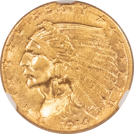 $2.50 1914-D $2.50 INDIAN GOLD – NGC MS-61, TOUGHER DATE!