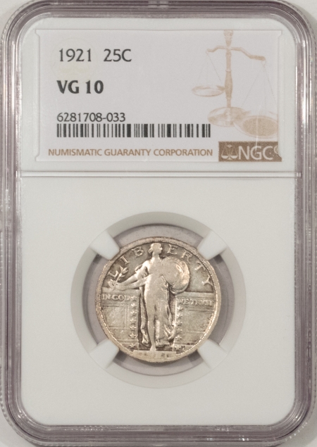 New Certified Coins 1921 STANDING LIBERTY QUARTER – NGC VG-10