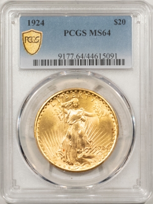 $20 1924 $20 ST GAUDENS GOLD – PCGS MS-64, FLASHY