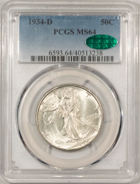 New Certified Coins 1934-D WALKING LIBERTY HALF DOLLAR PCGS MS-64 CAC- FRESH, WHITE PREMIUM QUALITY!