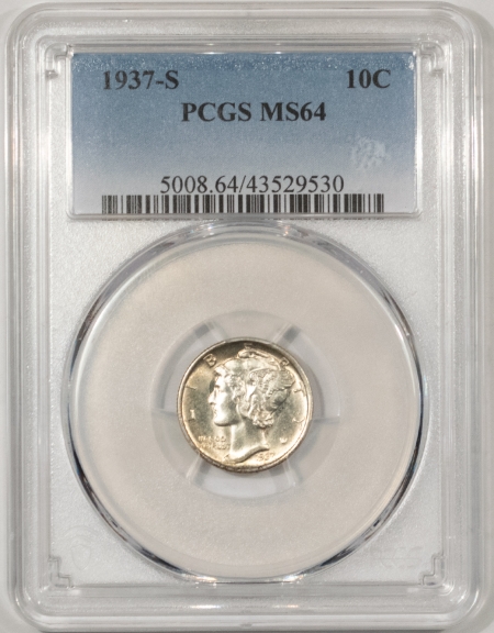 Mercury Dimes 1937-S MERCURY DIME – PCGS MS-64, PREMIUM QUALITY!