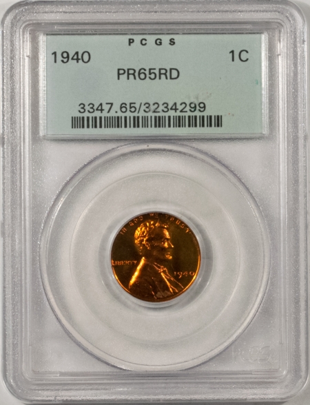 Lincoln Cents (Wheat) 1940 PROOF LINCOLN CENT PCGS PR-65 RD, OGH, PRETTY!