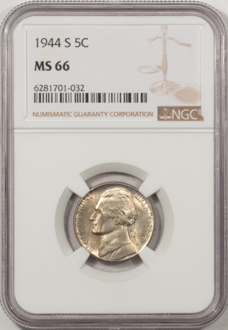 Jefferson Nickels 1944-S JEFFERSON NICKEL – NGC MS-66