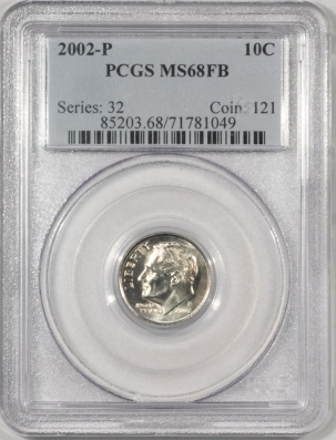 New Certified Coins 2002-P ROOSEVELT DIME – PCGS MS-68 FB