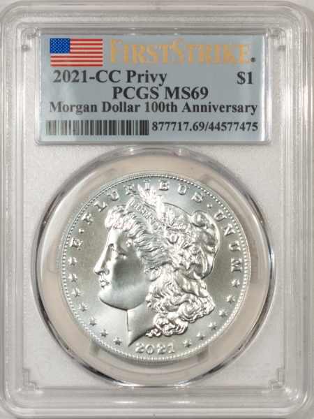 Modern Silver Commems 2021-CC 100TH ANNIVERSARY MORGAN SILVER DOLLAR – PCGS MS-69, FIRST STRIKE!