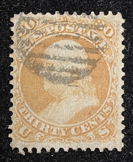 U.S. Stamps SCOTT #71 30c ORANGE. USED, FINE +, BRIGHT COLOR & SOUND-CAT $210