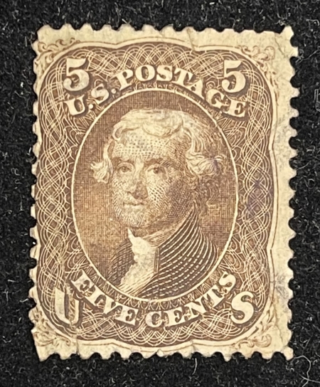 U.S. Stamps SCOTT #76 5c BROWN, USED, EXTREMELY LT CANCEL, LOOKS MINT, SM FAULTS-CAT $120