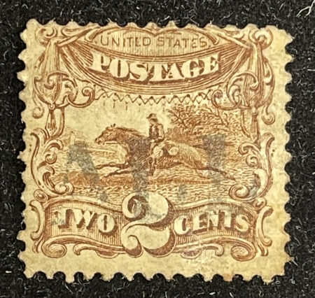 U.S. Stamps SCOTT #113 2c BROWN, USED, WRINKLES APPARENT ON BACK ONLY, APPEARS FINE-CAT $80
