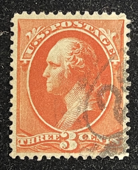 U.S. Stamps SCOTT #214 3c ORANGE, USED & VF, BRIGHT COLOR, FRESH-CAT $50