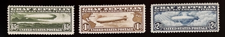 U.S. Stamps KEY C-13, C-14 & C-15 GRAF ZEPPELIN SET, MOG-NH, VF, PO FRESH & CHOICE-CAT $1675