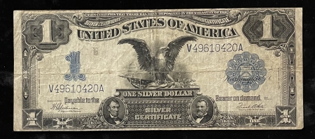 Large Silver Certificates 1899 $1 SILVER CERTIFICATE, FR-236, SPEELMAN-WHITE, ORIGINAL & ABOUT VF