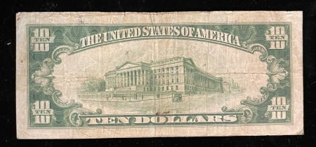 Small National Currency 1929 NATIONAL TY 2 $10, FR-1801-2, BALT NB BALTIMORE, MD-CHARTER 13745, FINE+