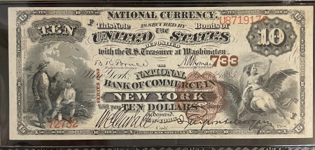 Large National Currency 1882 $10 BROWN-BACK, NEW YORK, NY, CHARTER 733, PCGS CH UNC 63-COLOR & MARGINS!