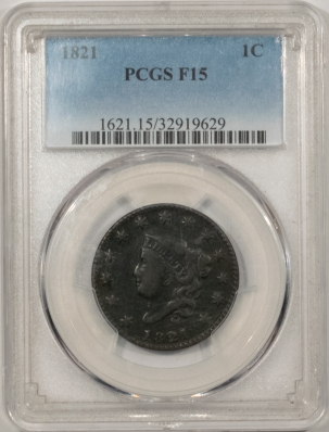 New Store Items 1821 CORONET HEAD LARGE CENT – PCGS F-15