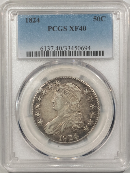 New Store Items 1824 CAPPED BUST HALF DOLLAR PCGS XF-40