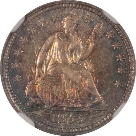 CAC Approved Coins 1855 SEATED LIBERTY HALF DIME, ARROWS – NGC AU-55 & CAC APPROVED!