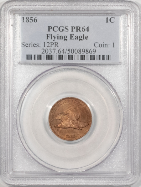 New Store Items 1856 FLYING EAGLE CENT PCGS PR-64, LOVELY WITH PRETTY COLOR & LUSTROUS SURFACES