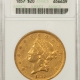 $20 1856-S $20 LIBERTY GOLD DOUBLE EAGLE, TYPE 1, PCGS AU-53, SEMI PROOFLIKE & PQ!
