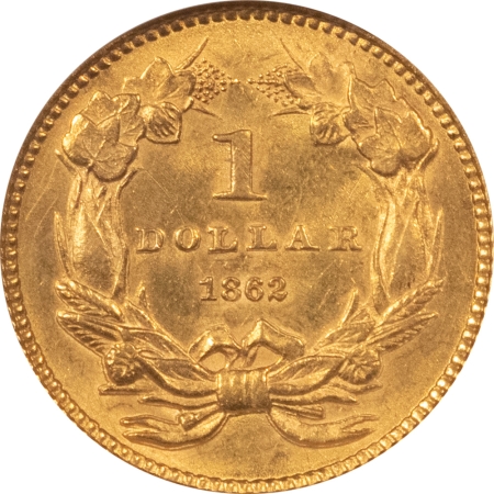 New Store Items 1862 GOLD DOLLAR, TYPE 3, NGC MS-62, FLASHY CIVIL WAR DATE!