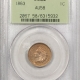 New Store Items 1863 INDIAN CENT – PCGS AU-58, TWO PIECE RATTLER! PREMIUM QUALITY!