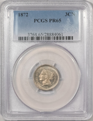 New Certified Coins 1872 PROOF THREE CENT NICKEL – PCGS PR-65, GEM!