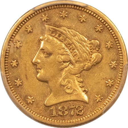 New Store Items 1872-S $2.50 LIBERTY GOLD PCGS AU-50, SCARCE LOW-MINTAGE DATE!