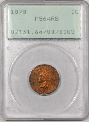 Indian 1878 INDIAN CENT – PCGS MS-64 RB, PRETTY & PREMIUM QUALITY! RATTLER!