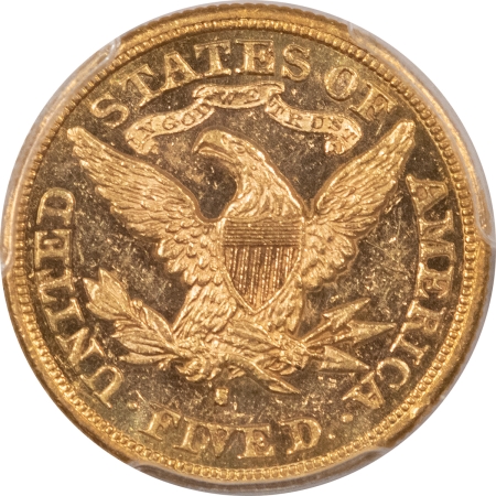 $5 1880-S $5 LIBERTY GOLD HALF EAGLE – PCGS MS-60 PL, RARE PROOFLIKE, BLACK & WHITE