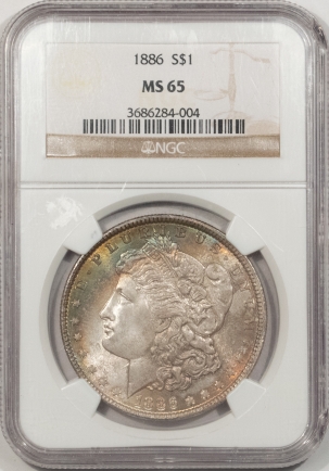 Dollars 1886 MORGAN DOLLAR NGC MS-65, PRETTY & PQ GEM!