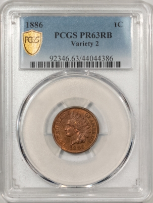 Indian 1886 PROOF INDIAN CENT, VARIETY 2 – PCGS PR-63 RB, CHOICE!